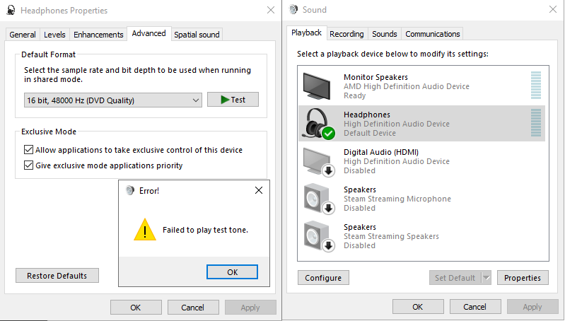 Yesterday i restarted my computer and boom there was no sound working. When i tried to test... 74ca2434-bbf2-4612-8ad6-5a9193ab7c9b?upload=true.png