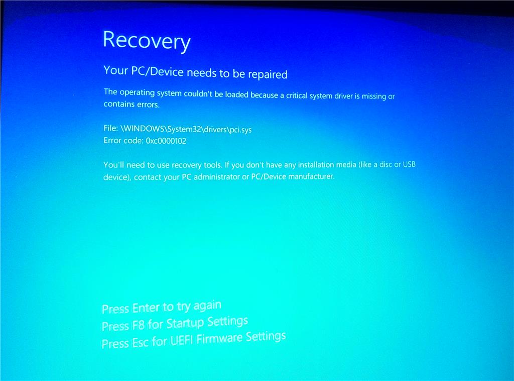 Windows 10 shows Recovery blue screen with an error code 0xc0000102 7509f1d2-aab5-45ef-a402-afa2cf812040.jpg