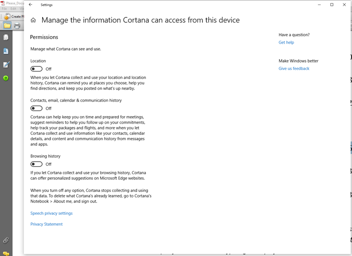 Cortana is spying on me in direct violation of the Cortana permission settings. 7591d27b-8acb-4c4e-95f1-d10d84410daf?upload=true.png