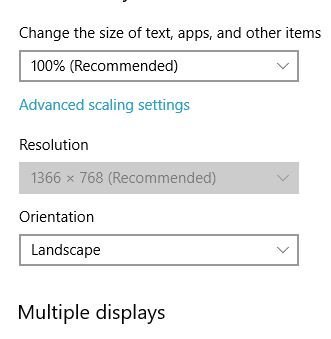 Resolution setting is grayed out in Display Settings. Windows 10 laptop with external monitor 75f15f52-6ea4-4ecd-ab41-80f3e5e95234?upload=true.jpg