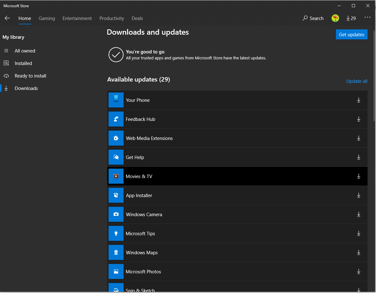 Microsoft Store showing updates when no updates are available 760e0277-2d8e-4e94-bdd1-faae0b25a631?upload=true.png