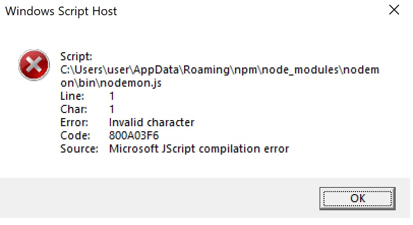 Running "nodemon index.js" launches Windows Script Host instead of VS 76c8508d-a16f-4f53-96ac-c3bef78e47d3?upload=true.jpg