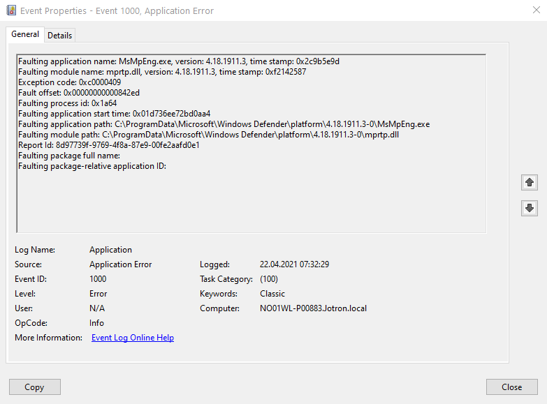 Windows Defender  MsMpEng.exe started to crash on my Windows 10 77069611-c866-4929-90f2-d922ea4c335d?upload=true.png