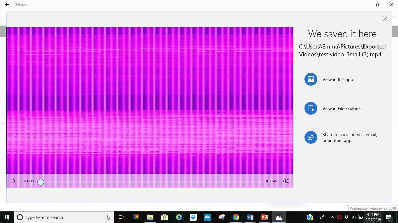 Movie Editor in the photos app keeps uploading a pink/purple video instead of the actual video 776a6ae5-9b5c-4a17-b5af-e0835cf2c00f?upload=true.png