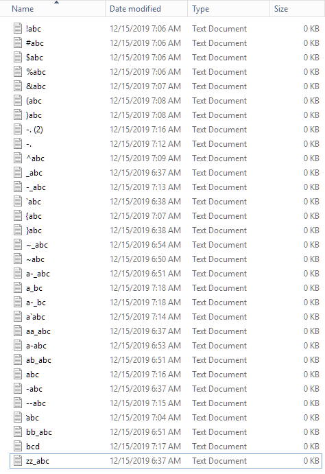 Why do files with dashes sort strangely on windows 10? 77f9cd6d-2a1d-46db-ba27-4f5aca618052?upload=true.png