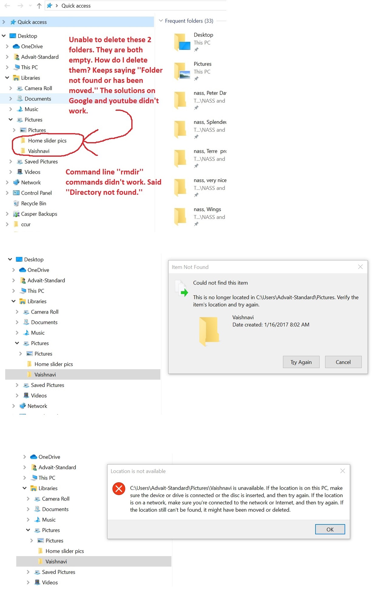Unable to delete folders, see pic 7919bbae-a290-4ffb-adfd-df963f7a8b99?upload=true.jpg
