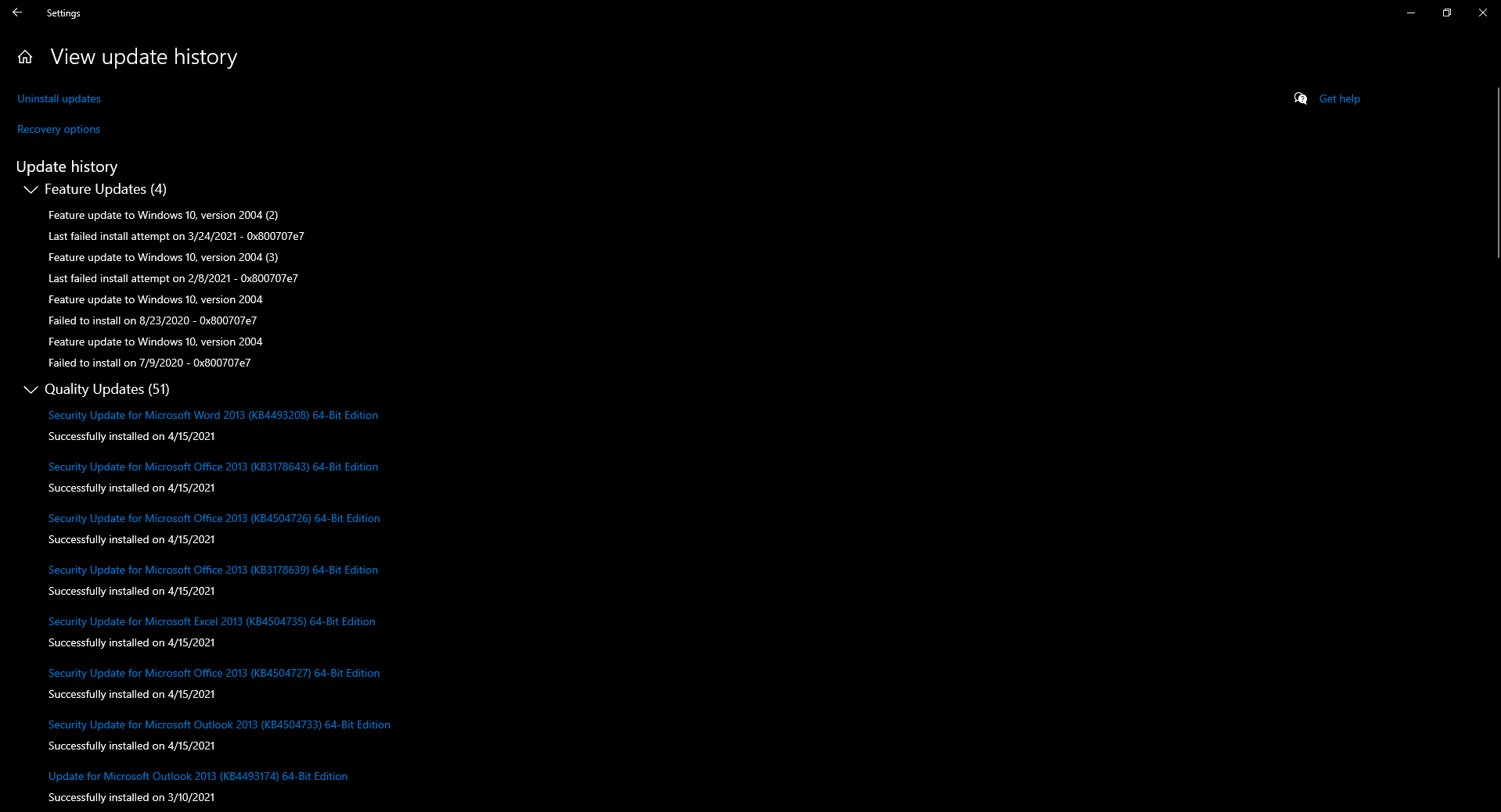 Windows 10 not getting updated. Throws error 0x800707e7 and shows Failed Attempt 797a7623-7e83-4597-988c-4a891badd837?upload=true.png