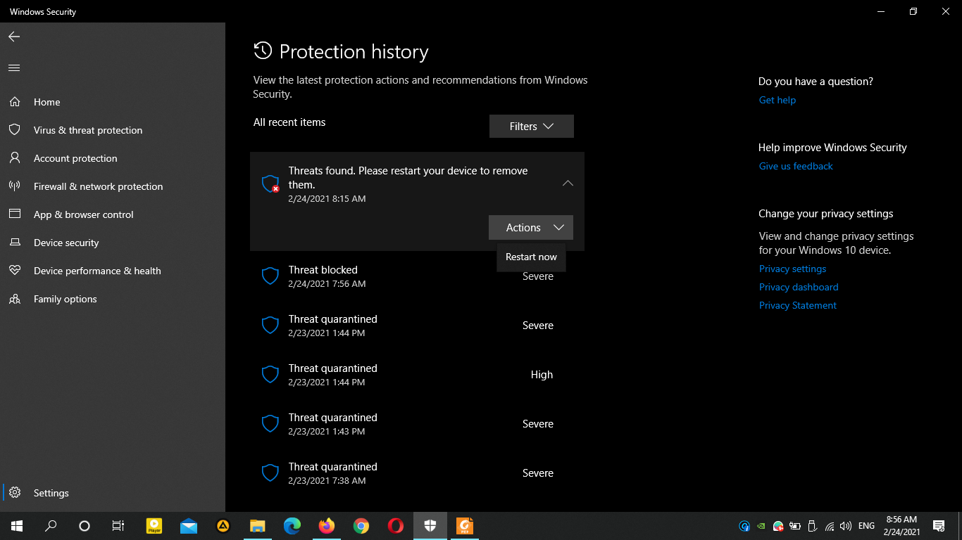 Windows Defender Security Center on Windows 10 shows restart Always 79e2725c-4024-4a1a-8bdc-1e7d0104f49c?upload=true.png