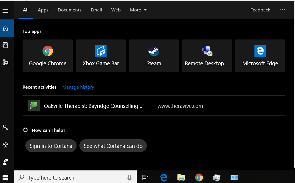 My cortana search shows blank results 7a20d0c1-4774-4165-bfbf-454a5da57981?upload=true.png