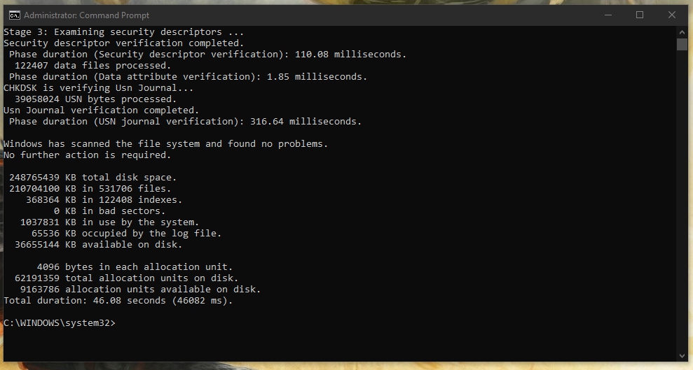 Windows keep running chkdsk on my C: drive during startup, but always skips the process 7a292801-51f0-49e7-92ec-7e6acbb752a6?upload=true.jpg