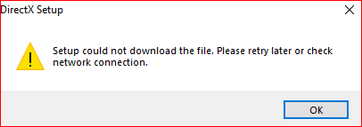 Directx setup could not download the file