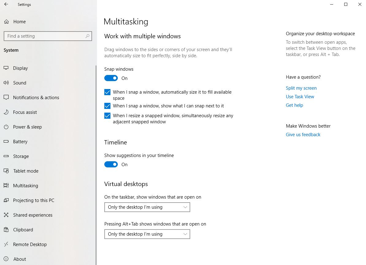 Windows 10 multitasking/snap assist no longer working after May 2019 update 7b70f632-97ff-4dfa-95fd-fcef4c6275e1?upload=true.jpg
