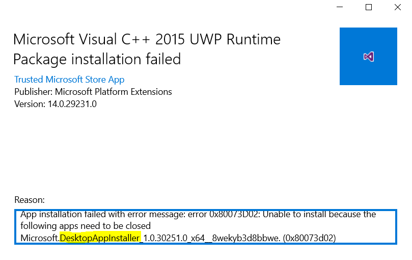 HAHAHA! Can't install because Appinstaller should be closed! 7b862666-79b8-4ca5-b3e1-7d1ebe1f12e1?upload=true.png