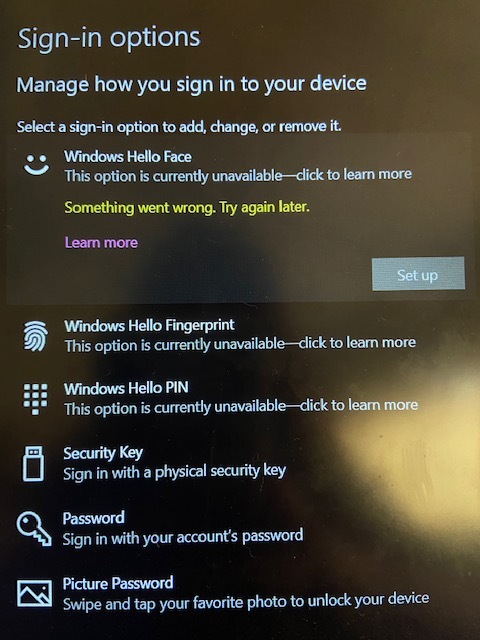 Windows Hello "This option is currently unavailable" Any solutions? 7bd4e639-c79a-4494-8620-f7d07b61e875?upload=true.jpg