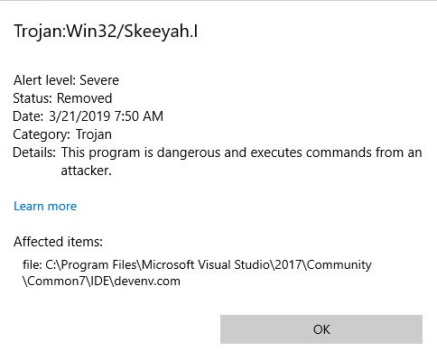 System infected with trojan horse Skeeyah.I through Visual Studio 2017 Community version... 7c3e0e8d-4e0b-4fba-a545-363ab6502fac?upload=true.jpg
