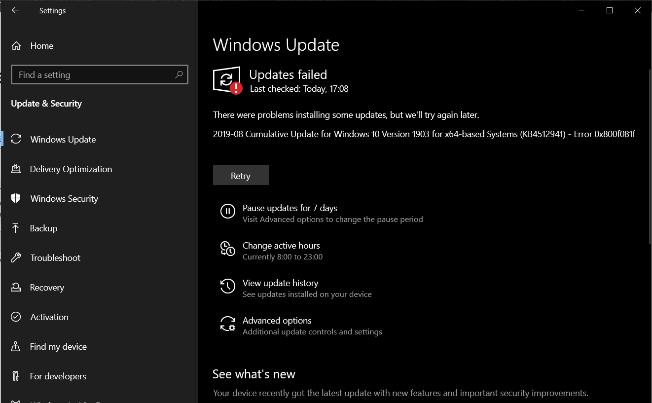 Update KB4512941 always fails to install 7c95e5b5-ea64-4eeb-a81f-8c93d63a882e?upload=true.png