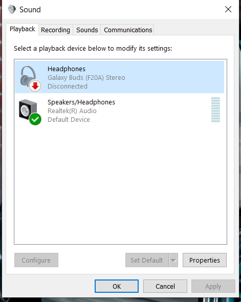 Galaxy earbuds connecting via bluetooth but in device playback it saids not connected. No... 7cb3dbbf-3cef-437d-98ed-06d1a493465d?upload=true.png