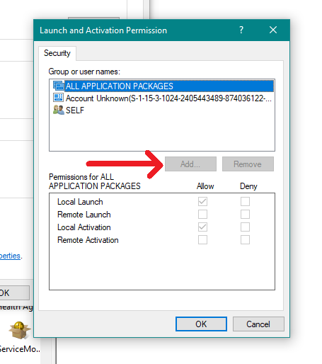 RuntimeBroker - Launch and Activation Permissions - ADD is greyed out 7d0f52f7-6d16-4c4d-87fc-dae66babac24?upload=true.png