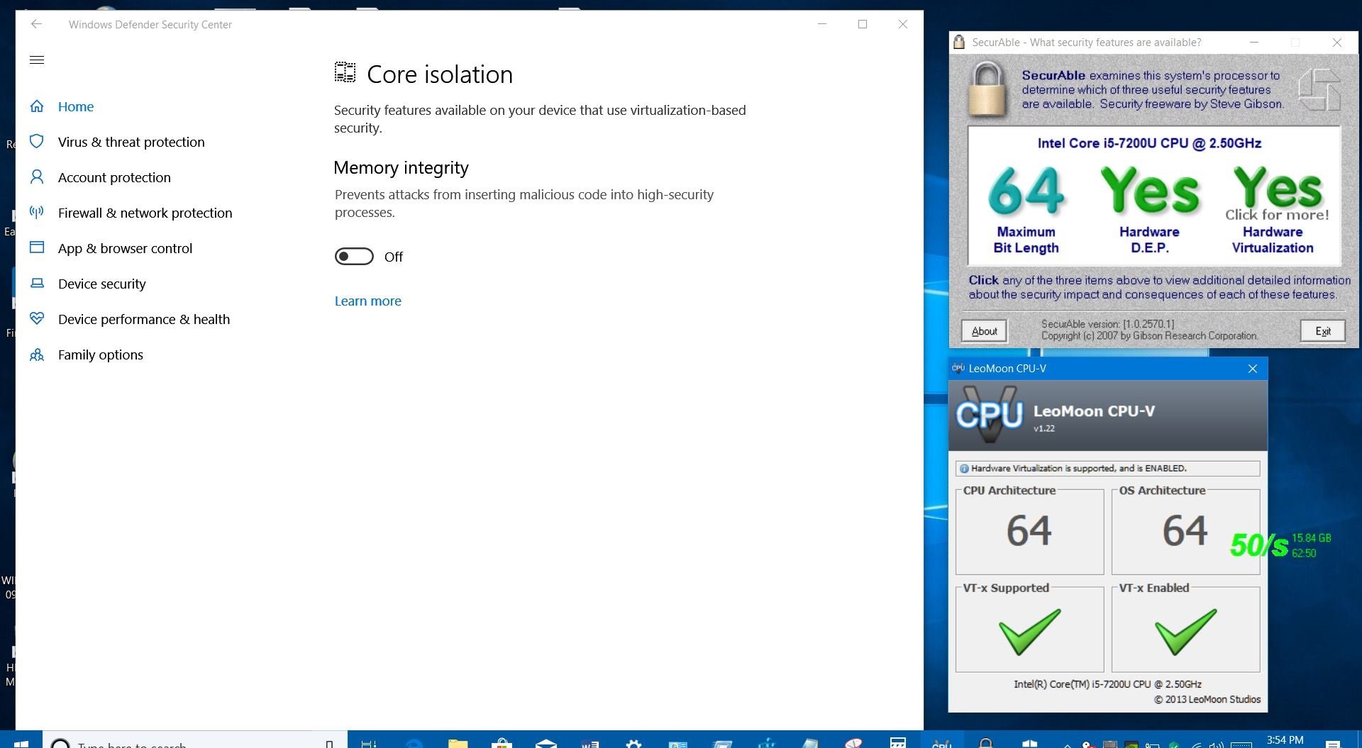 Hardware virtualization wont be available  in I5 7200U  intel processor only , if either... 7d3ef605-cd03-4c20-9c67-a16b50ccd2a4?upload=true.jpg
