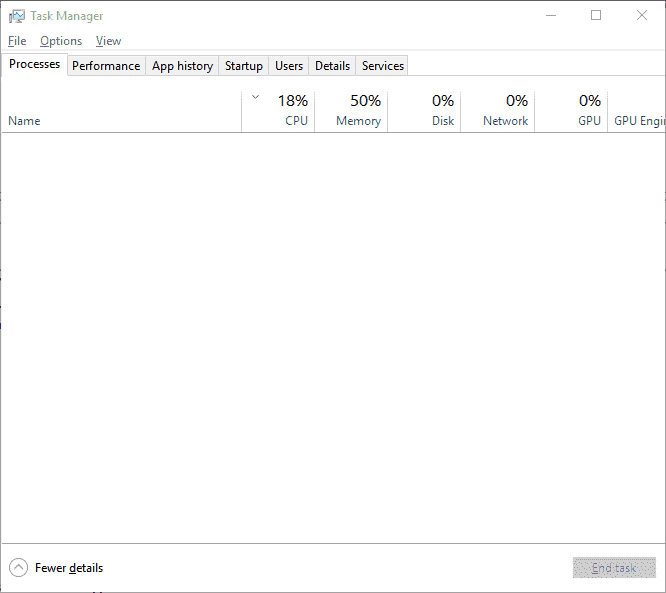 Leonelsr2 Created on February 26, 2018 Task Manager Processes tab completely blank 7da2f48b-59c9-4fd4-bb47-374b9e2ea673?upload=true.png