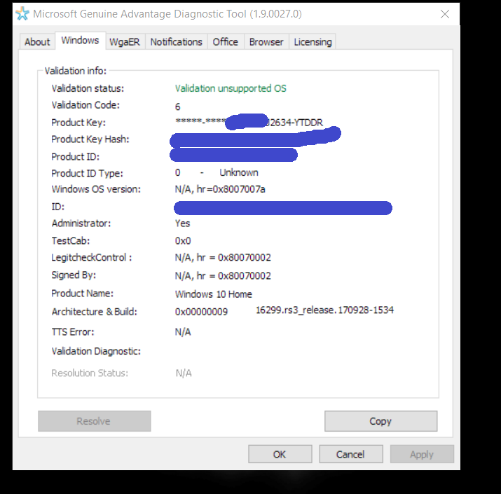 Ms GAD says Windows Validation Status "Genuine WGA unsupported OS" 7ddc9baa-8337-43b0-bc25-813506b7187a?upload=true.png
