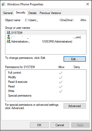 Windows does not allow changes in file or folder permissions 7e509f86-c947-4d23-9d23-817128c849f5?upload=true.png
