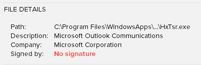 HxTsr.exe is the pseudo-camelisation expected. 7e8fa8f2-63f0-45ba-8cc7-a138a77c079a?upload=true.png