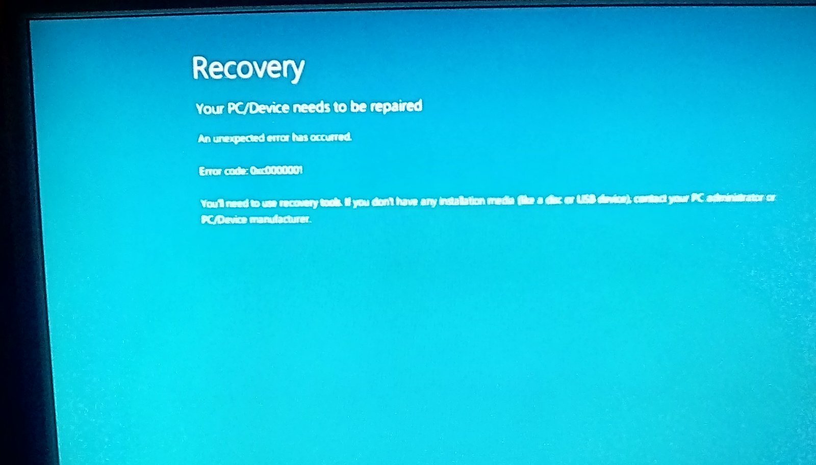 Windows 10 Recovery Your Pc Device Needs To Be Repaired Error Code 0xc