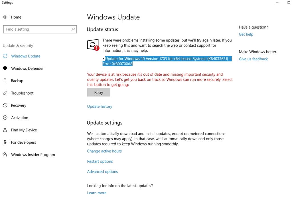 Update for Windows 10 for x64-based Systems. Please run windows updates