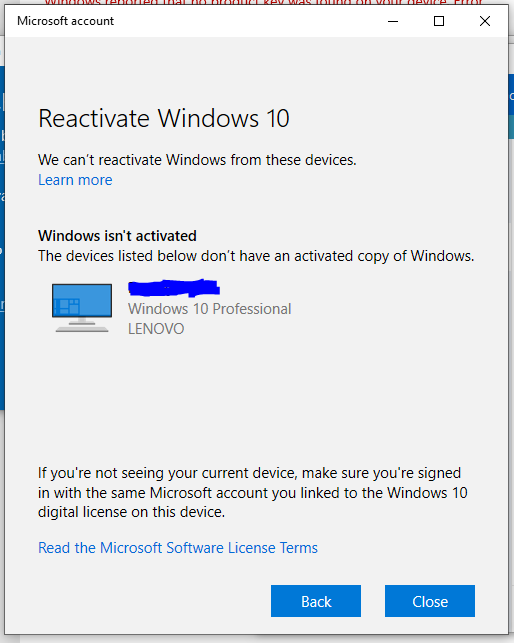 unable to move retail license of windows 10 to new pc , getting 0x803fa067 7iLAC.png