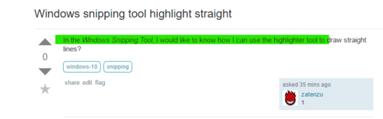 Without the ruler tool, how do we draw a straight highlight over text? 7L39G.png