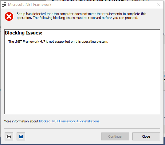 The .NET Framework is not supported on this operating system 7USSZ.png