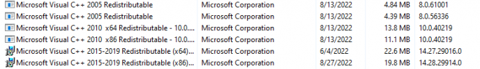 Which of these Microsoft Visual C++ Redistributables can I uninstall? 8082-91dad2235f826cf975f923b64168927e.png