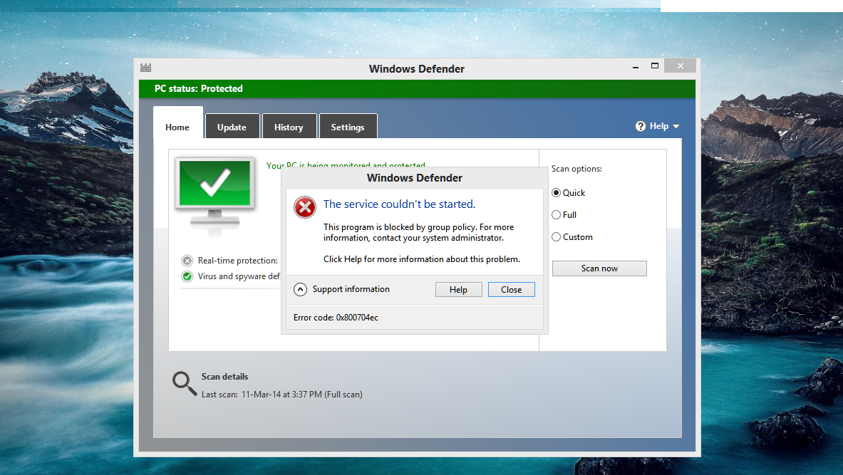 Windows Defender real time protection turned off by group policy Win 8.1. 811398f2-9156-4c31-a0f7-3bcaefe3096b?upload=true.png