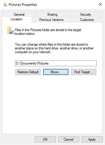 Unable to change 'Pictures' library folder back to a Non-OneDrive location. 81596401-5f1e-4ab2-be93-b4731aa6f62a.png