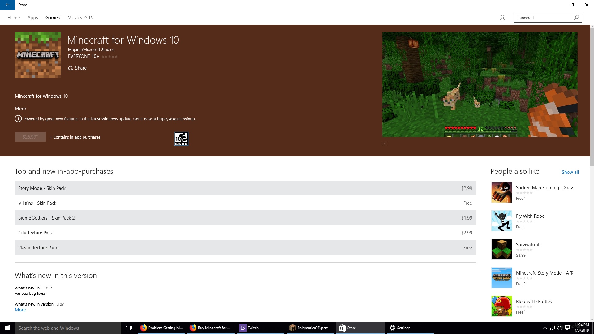 minecraft for windows 10 wont download