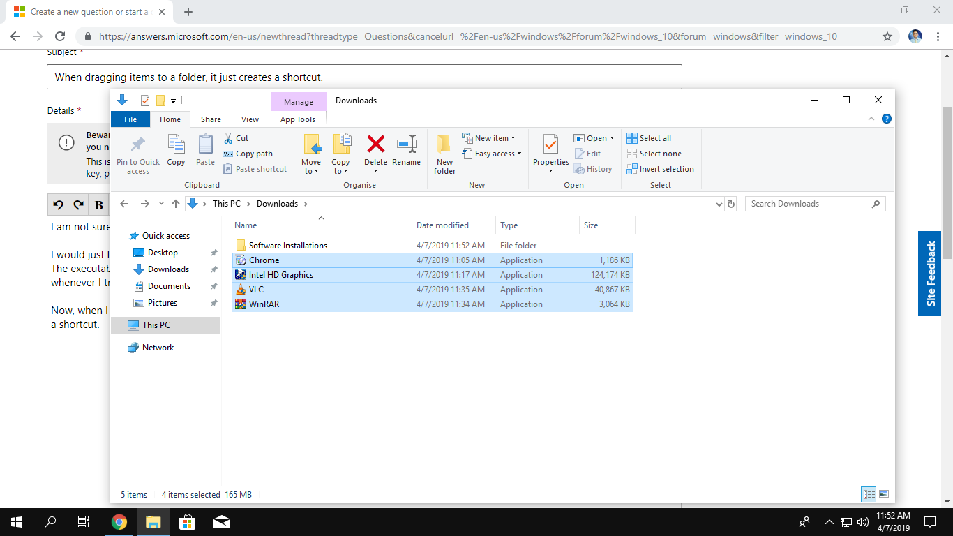 When dragging items to a folder, it just creates a shortcut. 8269f685-6e64-48cf-aa61-939007a7c18f?upload=true.png