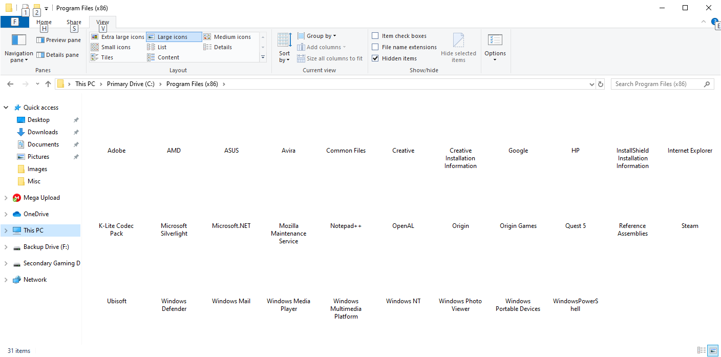 Why are my icons for both Folders AND Files, Blank? 829f3c5c-89ba-4519-975b-3b6e07b5c614?upload=true.png