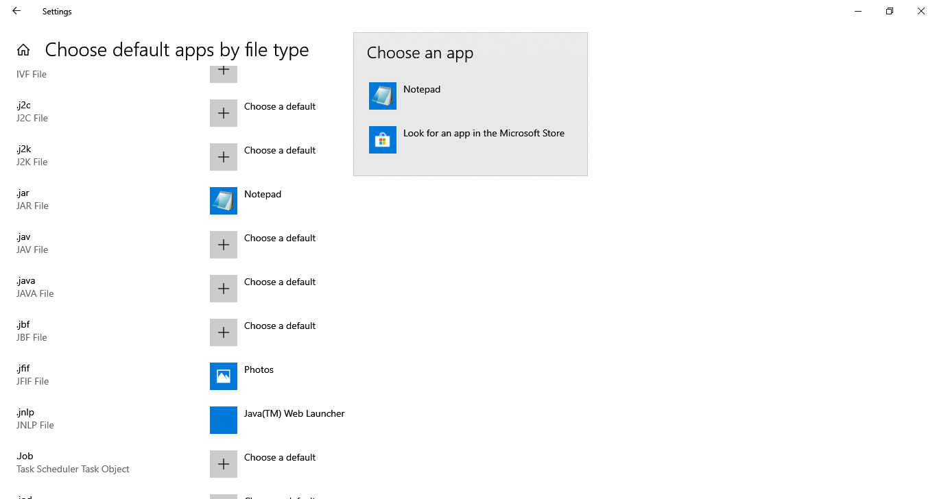 Java not showing up as a default app. 849a68d3-be85-43ea-92d5-e4f1b4c90d60?upload=true.png