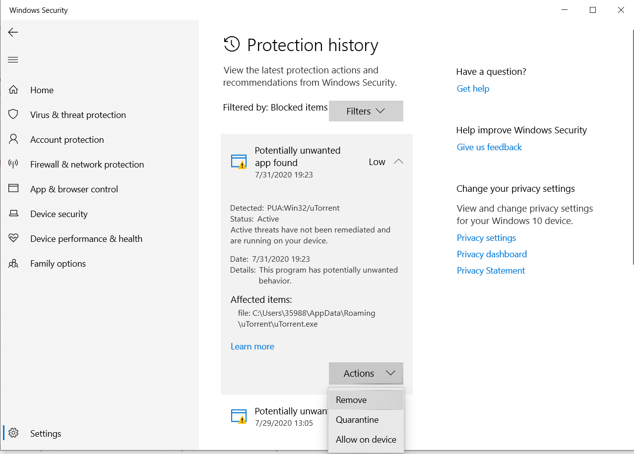 Windows Defender won't remove a found thread. 84d70439-a056-413d-abd3-b98502e09542?upload=true.png