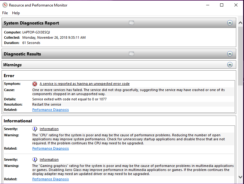 Want to know exactly what is wrong reported in this Performance Resource Monitor as shown... 84e34f97-4b86-4508-8d63-303c5b432ca0?upload=true.png
