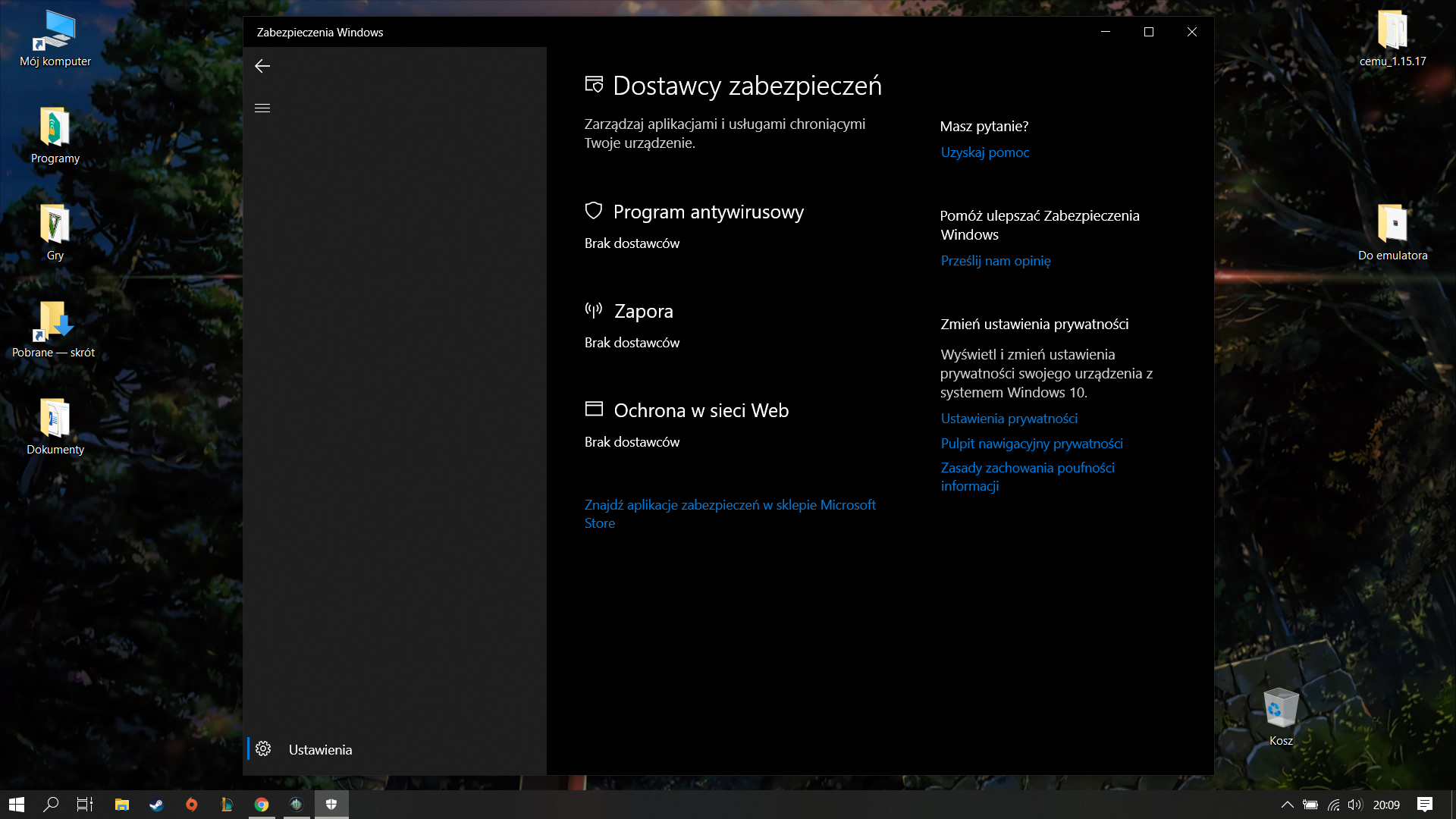 Windows Defender went missing. 85d1955d-c44d-4e41-89f7-efcec96be24f?upload=true.png