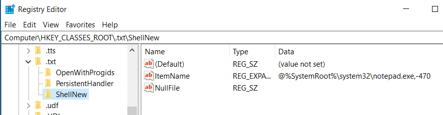 File Explorer: "New >" menu doesn't include "New Text Document" - how do I fix? 8610fea2-5dae-43bc-9257-092e7724e990?upload=true.png