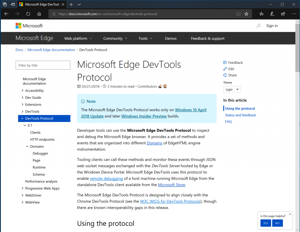 Client available. Devtools Edge. Microsoft Edge April 2018. Chrome devtools Protocol. EDGEHTML движок.