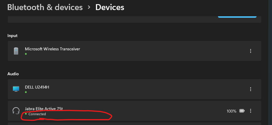 Earphones connected but now showing 'connected music , voice' 865a2695-2c58-482a-9104-6b431bd23275?upload=true.png