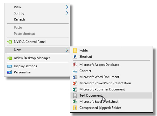 File Explorer: "New >" menu doesn't include "New Text Document" - how do I fix? 86e778cc-cc80-4c56-b8b2-451c3648849e.jpg