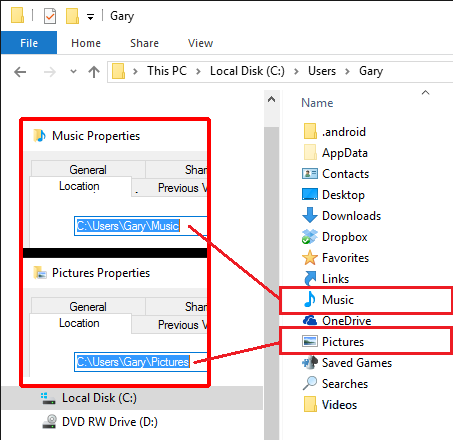 What's the correct way to change the location of the default Documents folder to an already... 87575d1485968696t-documents-location-changed-but-property-location-correct-garyuser.png