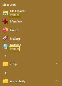 What are these new labels on some Start Menu items? Appeared after today's Rollup Update. 87h6zv0v9rwb1.jpg