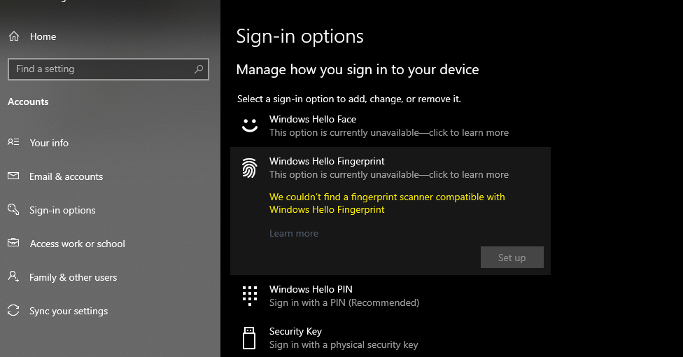 I can't set windows hello fingerprint and face after installing update... Please help 88585d36-57c4-4d8b-bfef-dc8ca258fb36?upload=true.png