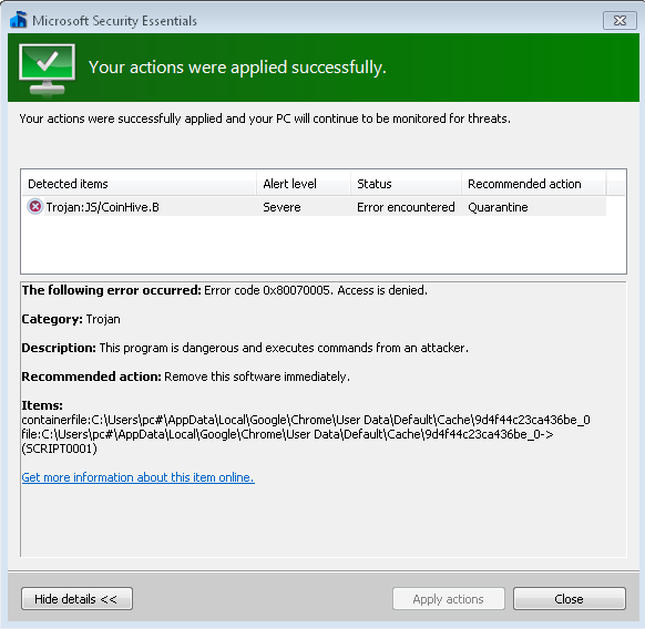 I have been infected with some sort of malware that Microsoft Security essentials cannot... 886f24ad-4df3-477d-a0c3-cd5322f01665?upload=true.png